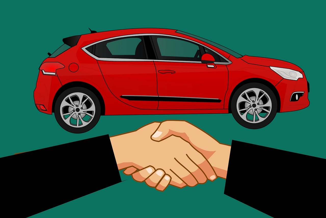 hand shake and car